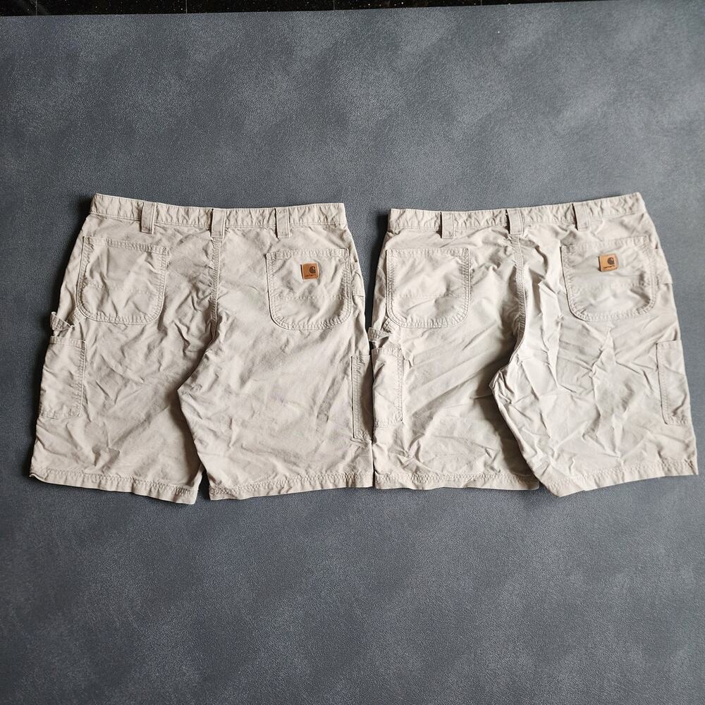 Lot of 2 Carhartt B147 Tan Carpenter Dungaree Shorts 42